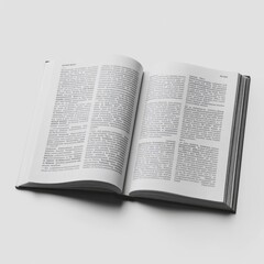 Fototapeta premium Open Book with Text on White Background