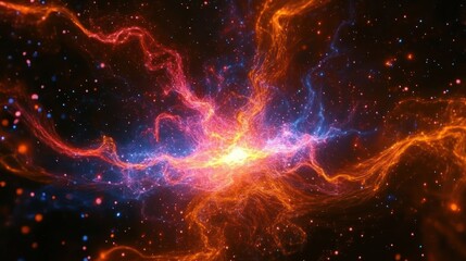 Obraz premium A vibrant cosmic scene depicting swirling colors and stars, representing the universe's beauty.