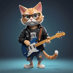 cat with guitar