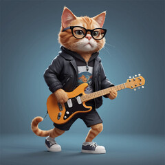 cat playing guitar