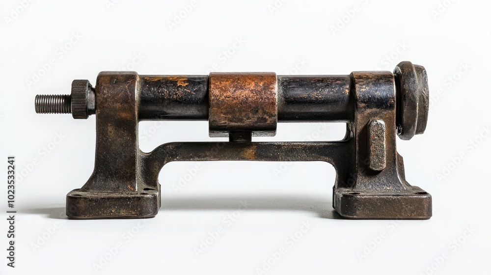 Poster Old Rusty Metal Machine Part with a Threaded Bolt