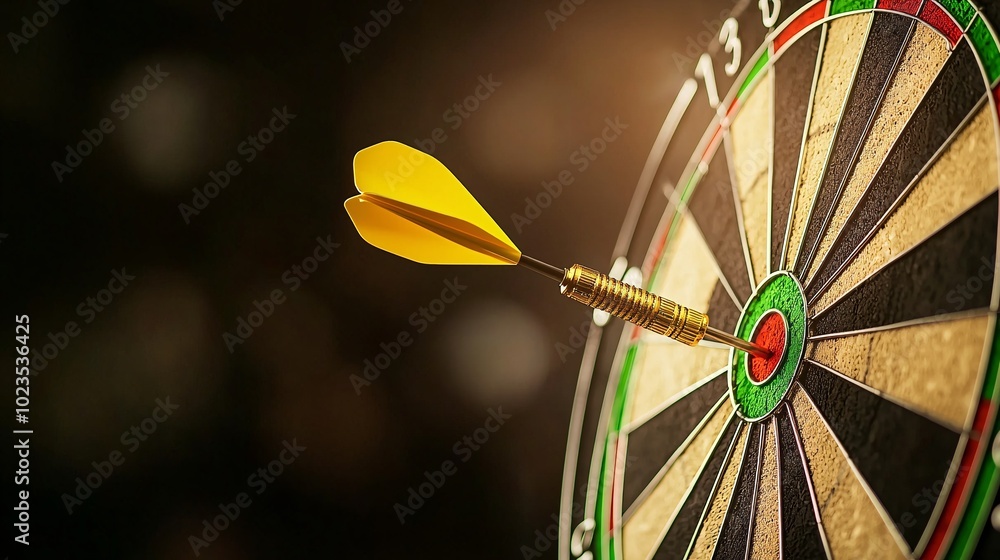 Poster precision dartboard shot - vibrant concentric circles highlighting strategy and skill in darts compe