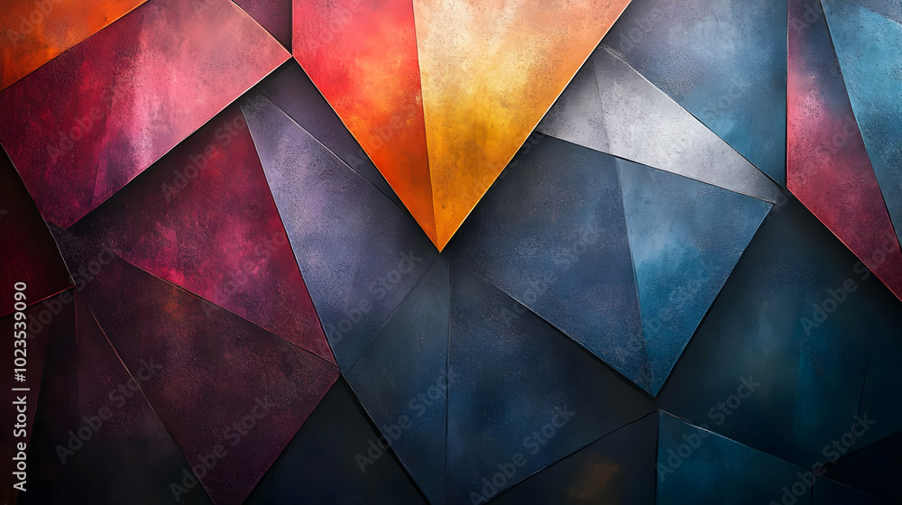 Poster abstract geometric background with triangles and colorful textures
