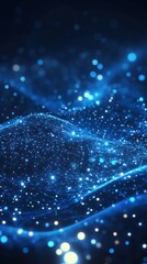 Abstract Blue Network with Glowing Points and Lines