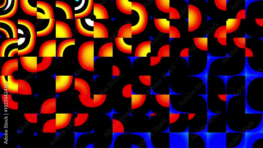 Aufkleber Modern Animated Geometric pattern or background. 4K resolution geometric motion design. Abstract moving shapes background with circles and squares