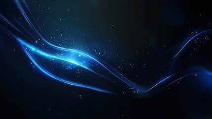 Obraz premium Abstract Blue Glowing Lines and Sparkle Dust on a Dark Background