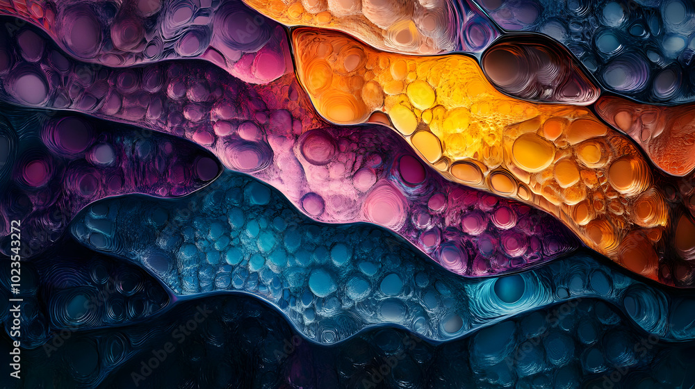 Poster abstract background with wavy lines and colorful circles