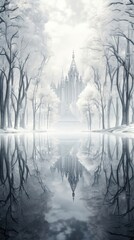 Fototapeta premium Grey tone wallpaper nature architecture reflection building.