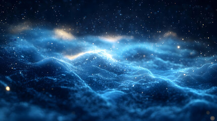 Blue Abstract 3D Background with Glowing Particles