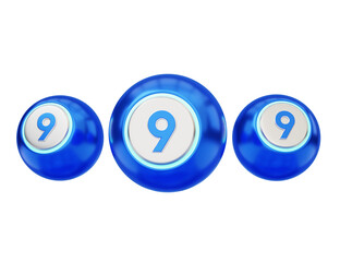 3d blue lottery ball with number nine on them