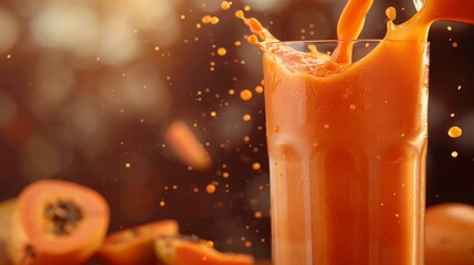 Golden Elixir Captivating Mamey Sapote Juice Pouring into Glass