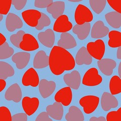 Valentine's Day seamless pattern with abstract hearts on blue background. Design, wallpaper, fabric, packaging. Romance, wedding, love