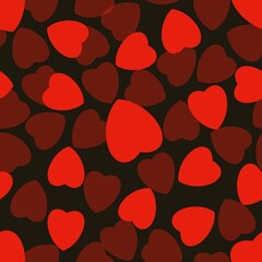 Valentine's Day seamless pattern with abstract hearts on a black background. Design, wallpaper, fabric, packaging.