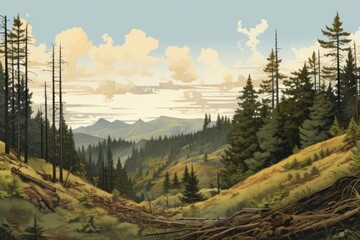 Wilderness forest landscape outdoors.