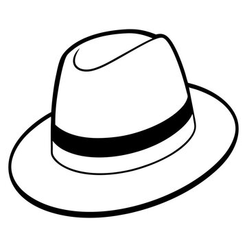 recommend clip art: Fashionable Fedora Hat Line Art Vector Illustration
