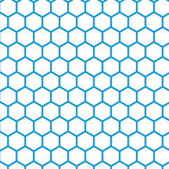 Honeycomb pattern vector illustration. Blue color hexagon honey comb pattern. Blue geometric trendy hexagons pattern design.