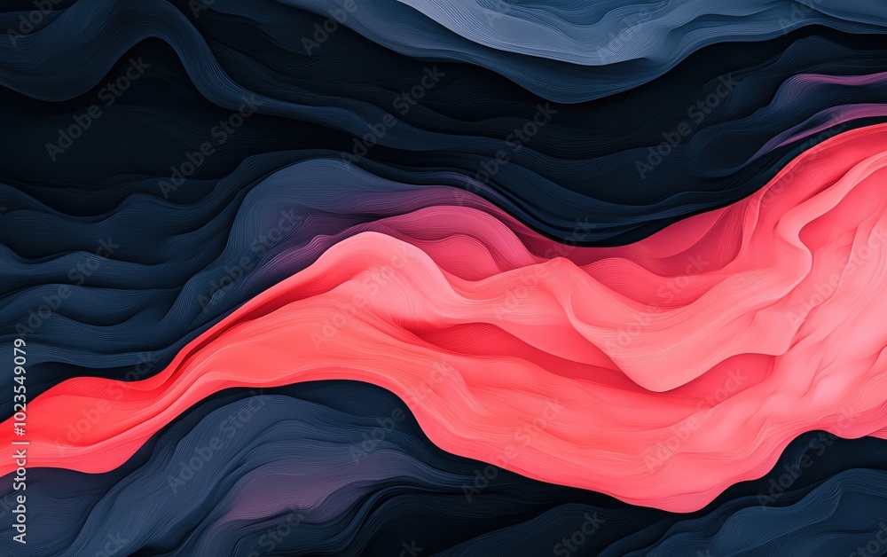 Poster abstract wave patterns in vibrant colors, flowing smoothly against a dark backdrop.