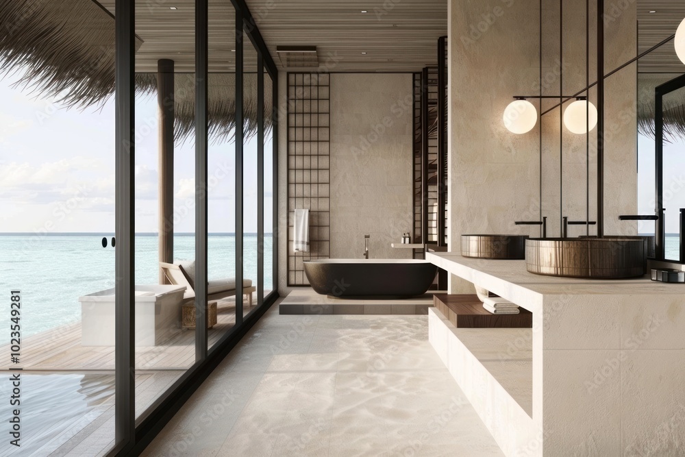 Poster Modern bathroom furniture indoors bathing.