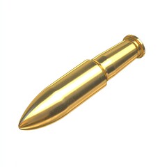 Golden bullet on white isolate background, symbolizing power and precision.