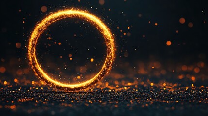 Circular spark light effect on a dark background, ideal for creative designs.