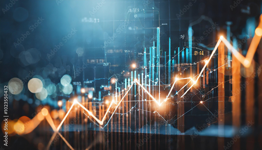 Aufkleber financial growth graph showcasing stock market trends with dynamic data visualization in a modern di
