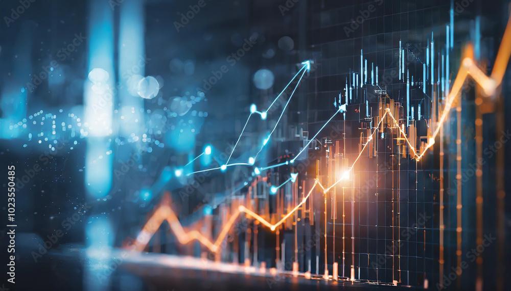 Aufkleber dynamic financial chart displaying significant upward trends in stock market data during a vibrant t