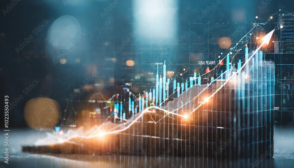 Aufkleber Dynamic financial growth chart illustrating trends and data visualization in a modern business setting