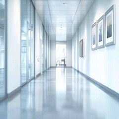 Fototapeta premium Modern Office Hallway with Bright Lighting and Clean Lines