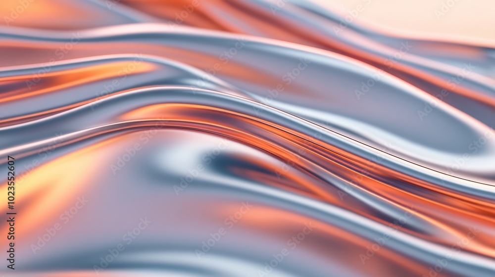 Aufkleber smooth metallic waves in silver and copper create a mesmerizing abstract pattern, ai