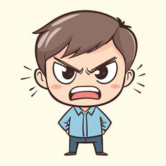 A persons character is angry Flat vector illustration