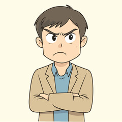 A persons character is angry Flat vector illustration