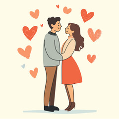 Hand-Drawn Couples in Love Vector illustration