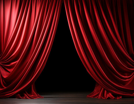 Telon de terciopelo rojo en el escenario