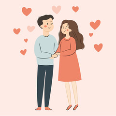Hand-Drawn Couples in Love Vector illustration