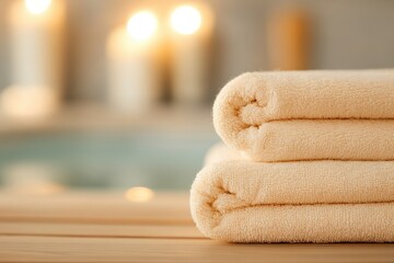 Crisp White Terry Towels Stacked in Minimalist Bathroom Setting