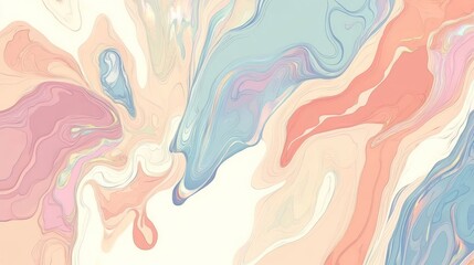 Abstract fluid art with soft pastel colors blending harmoniously.
