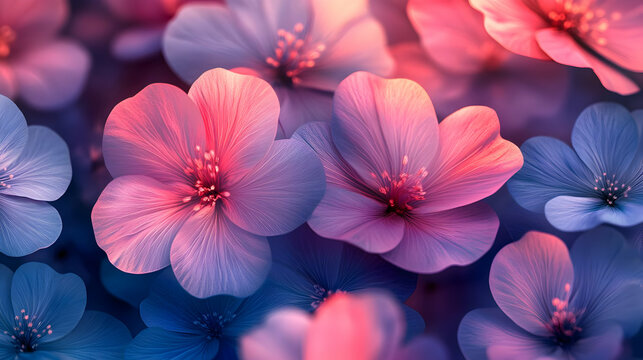 Close Up Pink and Blue Flower Illustration