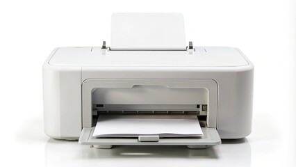 Isolated object with printer on white background Extreme Close-Up