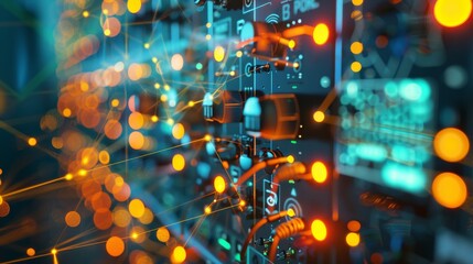 Electricity Network A Vibrant Web of Power and Connectivity Revealed on Monitor Display