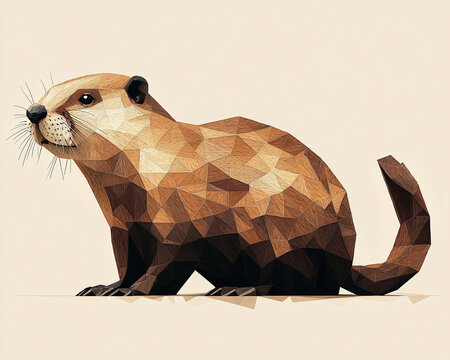 soft-toned geometric beaver portrait blending into a pastel background