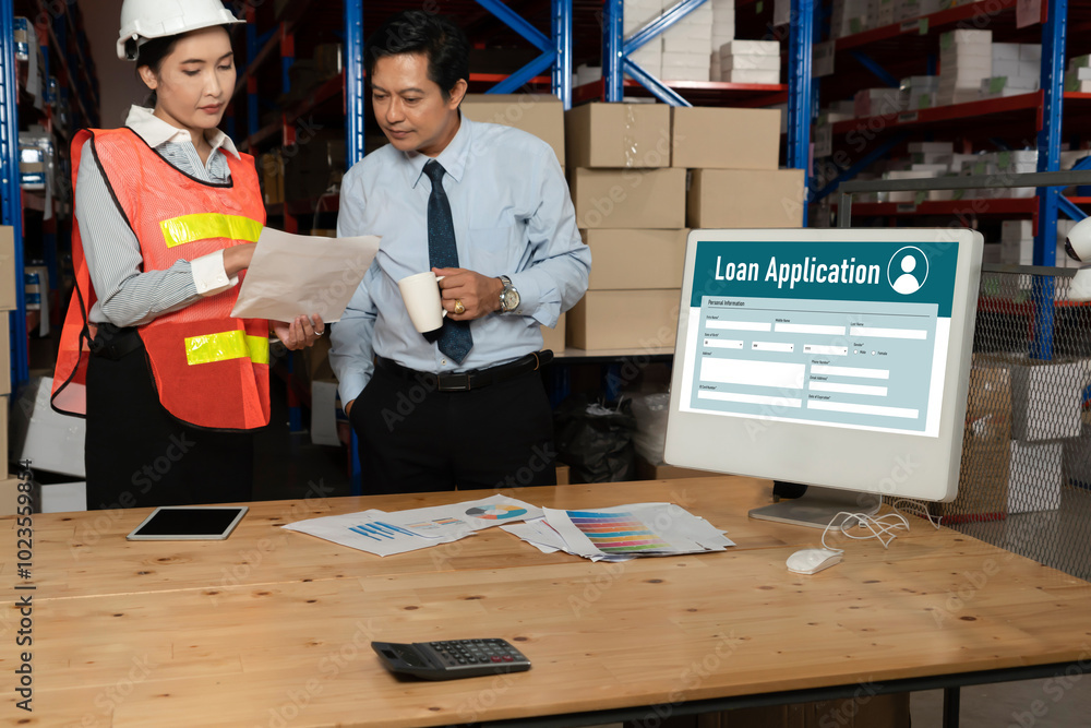 Poster online loan application form for modish digital information collection on the internet network