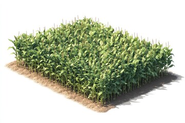 Isometric Cute Tiny Cornfield Rows Design