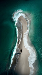 aerial view of a person on a beach
