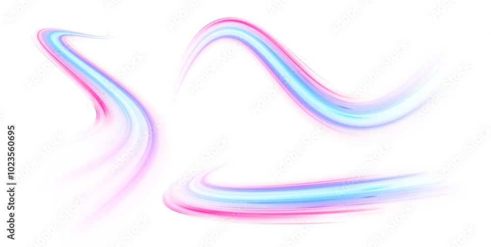Poster Blue stripes in the form of drill, turns and swirl. Undulate wave swirl swoosh, dynamic twisted lines. 