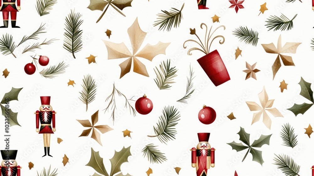 Aufkleber simple watercolor nutcracker pattern with minimal details