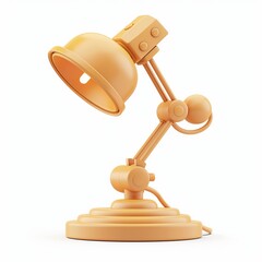 Playful D Render of an Orange Desk Lamp on White Background
