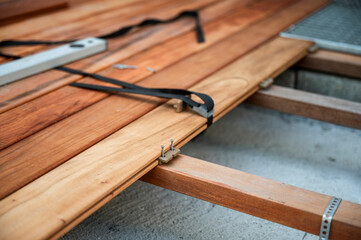 Wooden terrace construction and iInstallation in progress