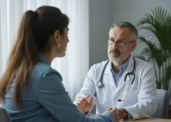 Doctor giving explanations to his patient during consultation