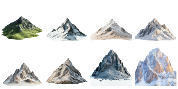 PNG mountain no bg sample mockup set landscape concept using for decoration.