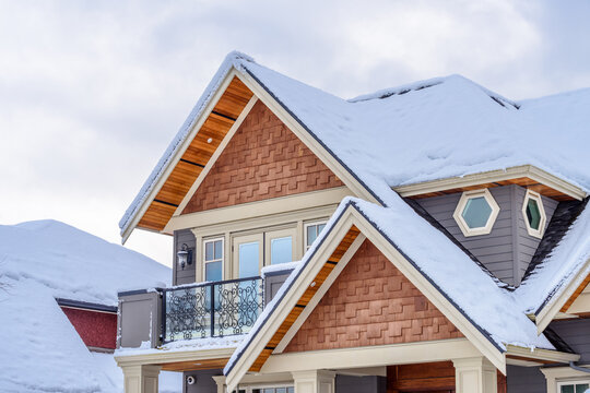 luxury house with big tree and nice landscape at winter in Vancouver, Canada